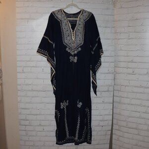 💙🤍 VINTAGE NAVY & CREAM LONG SLEEVE DRESS · SIZE L ✨